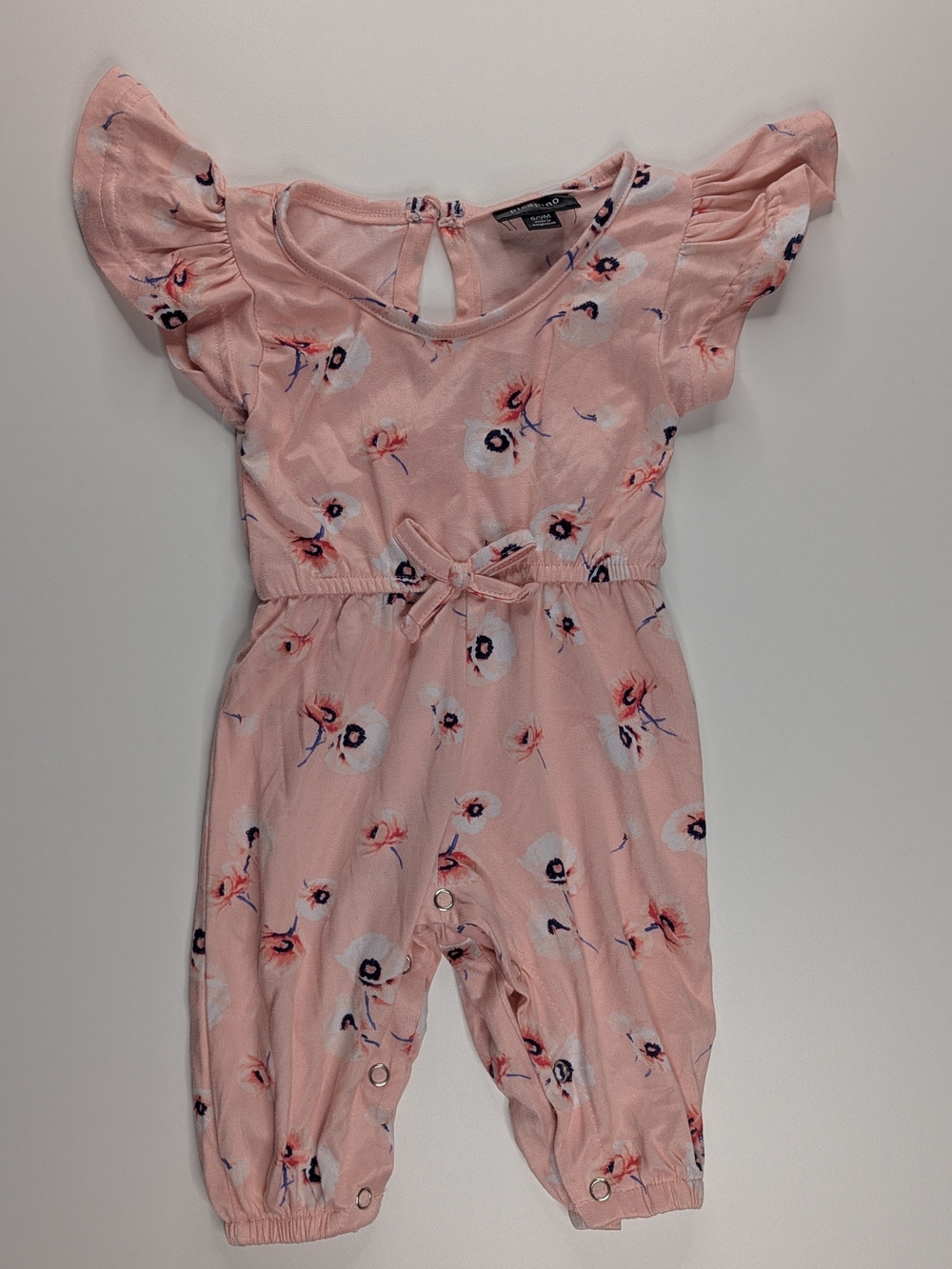 Picapino Pink Floral Flutter-Sleeve Baby Romper